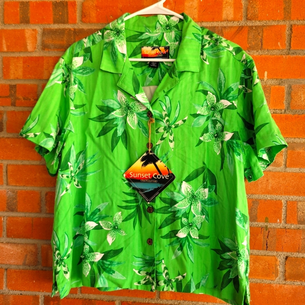 Sunset cove tropical bottom down shirt